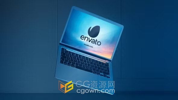 时尚笔记本电脑屏幕展示品牌LOGO动画-AE模板
