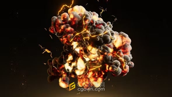 瓦解爆炸浓烟消散LOGO显现标志动画-AE模板