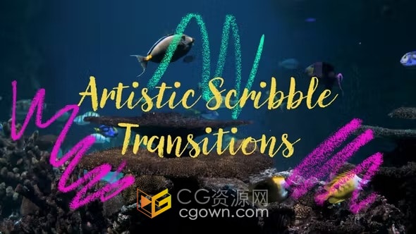 八个动态创意过渡艺术涂鸦转场AE模板下载