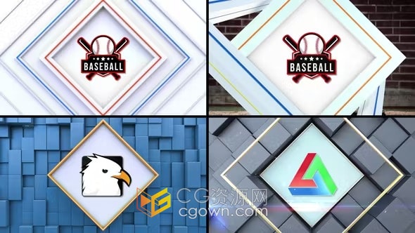 AE模板-3D旋转擦拭标志过渡体育项目电视节目包装LOGO转场