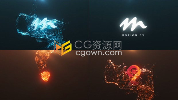 水模拟路径流动水气泡动画演绎LOGO效果视频片头制作-AE模板下载