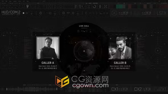 HUD秘密行动通讯技术情报间谍科技视频元素-AE模板