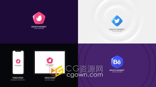 AE模板-扁平化设计图形动画LOGO视频片头制作