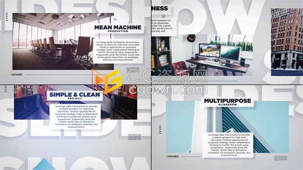 幻灯片视频制作AE模板下载时尚简约城市旅游酒店服务介绍宣传-AE模板下载