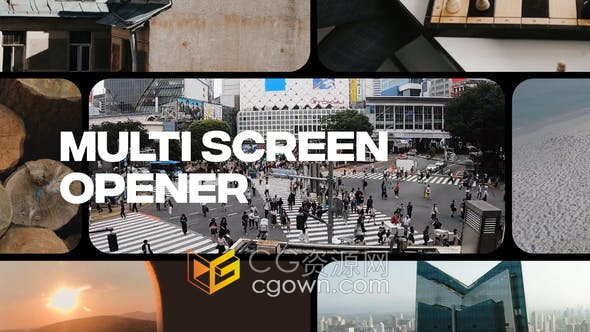 AE模板-动态多屏画面分割动画展示照片视频效果相册