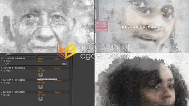 制作绘画风格手绘铅笔素描墨水动画照片效果视频相册-AE模板下载