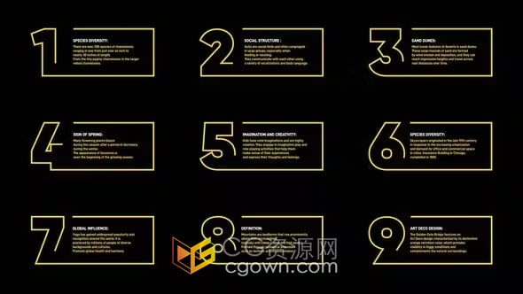 10个信息编号框主题演讲创意标题动画-AE模板