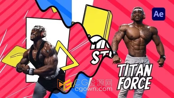 动漫风格有趣剪切人物运动PK游戏对战介绍开场白-AE模板