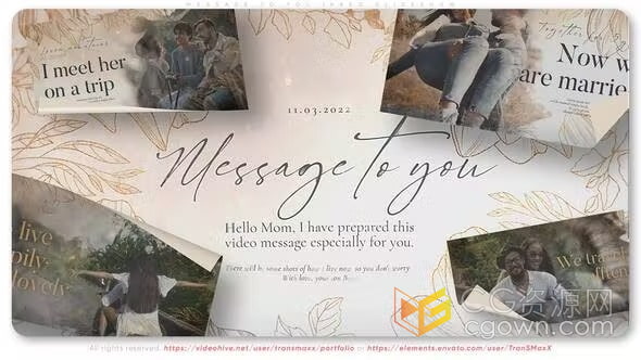 柔和浪漫的风格婚庆视频相册水墨晕染效果甜蜜视频专辑-AE模板
