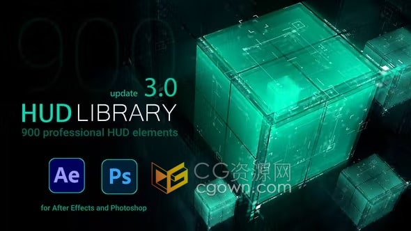 HUD Library 3.0 AE脚本900+高科技感线条UI界面屏幕全息动画预设附加AE工程版