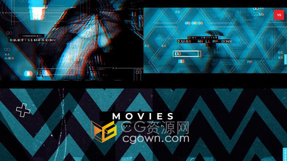 AE模板-丰富多彩动态故障风格简介文字动画开场视频片头