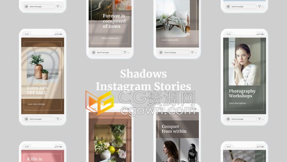 垂直版式阴影动画效果竖屏广告社交媒体小视频动态宣传海报-AE模板下载