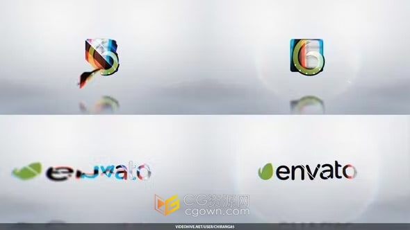 AE模板-切片拼贴反光标志动画Simple Logo Reveal