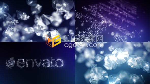 闪耀水晶钻石汇聚时尚闪亮珠宝饰物品牌标志LOGO片头-AE模板下载