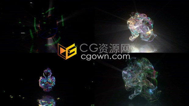 非常炫酷的能量流体演绎爆炸冲击抖动霓虹灯描边标志LOGO特效片头-AE模板