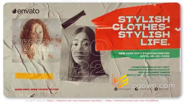 AE模板-纸张折痕彩带过渡动画制作精品时装店服装新品广告视频