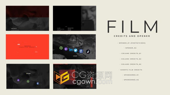 AE模板-电影电视剧纪录片滚动字幕介绍文字效果视频动画