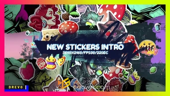涂鸦贴纸艺术新潮充满活力视频片头开场-AE模板