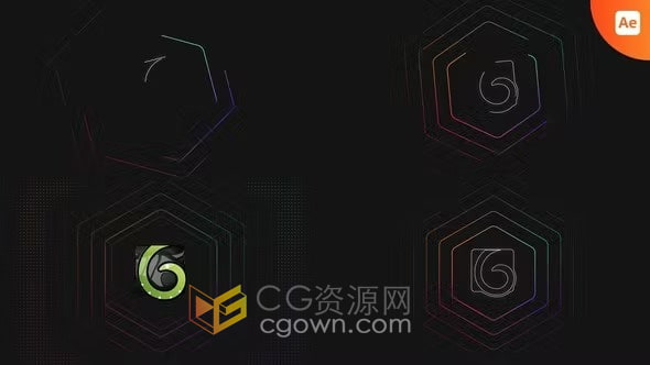 AE模板-现代高科技品牌宣传活动标志启动视频片头六角形LOGO动画