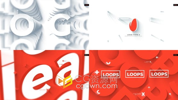 AE模板-多彩立体阴影视频片头Logo Typo Opener