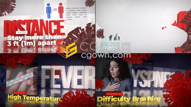 新型冠状病毒肺炎感染症状和防护方法科普宣传健康主题公告信息展示-AE模板