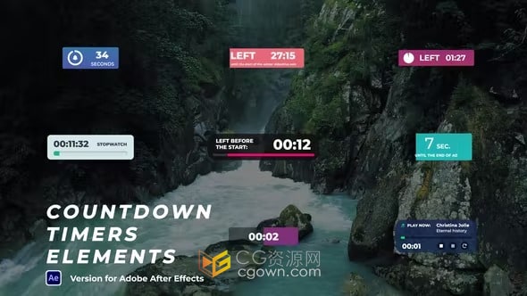 8组样式倒数计时器元素动画AE模板下载