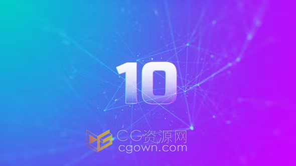 优雅蓝紫色调点线连结丛动画背景倒计时标志片头AE模板