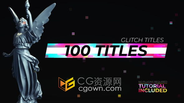 AE模板-100 Glitch Titles 4K分辨率视频字幕制作故障特效效果