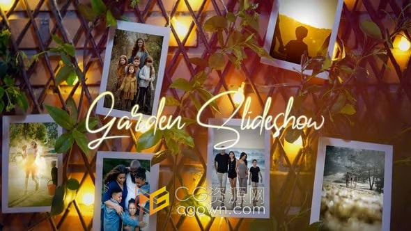 真实花园篱笆墙面场景散景灯光点缀照片视频相册-AE模板