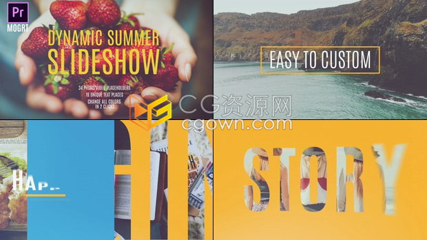 有趣明亮夏季动态模板制作家庭旅行照片摄影视频作品-AE模板下载