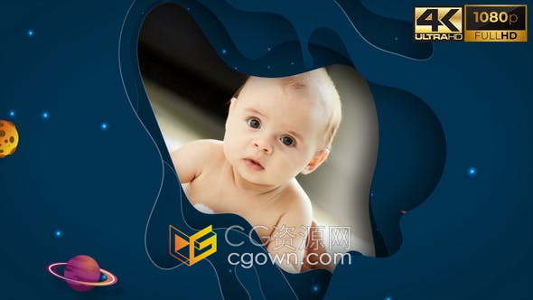 AE模板-母婴幻灯片妈妈和宝宝照片相册动画图形抽象空间视频