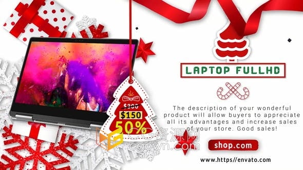 AE模板-圣诞节专场服装笔记本电脑手机平板电脑产品商店宣传广告