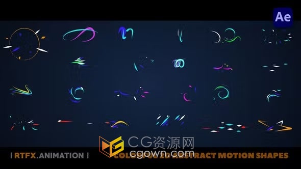 30组彩色2D抽象图形MG动画特效元素AE模板