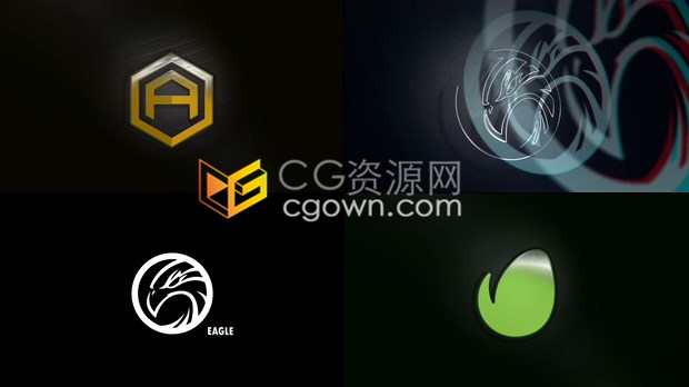 4K简单大方三维创意像差效果绘制透视表面标志LOGO动画-AE模板下载