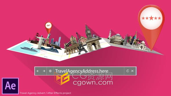 AE模板-旅行社广告世界旅游推广机票酒店全球度假预订套餐介绍视频