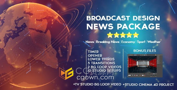 AE模板-电视新闻包装最新消息经济体育天气手机屏幕分屏背景视频墙虚拟演播室