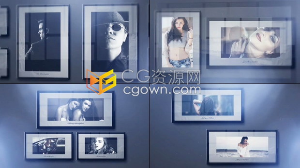 纯净背景高雅艺术作品展览幻灯片影视作品明星肖像摄影照片回忆相册-AE模板