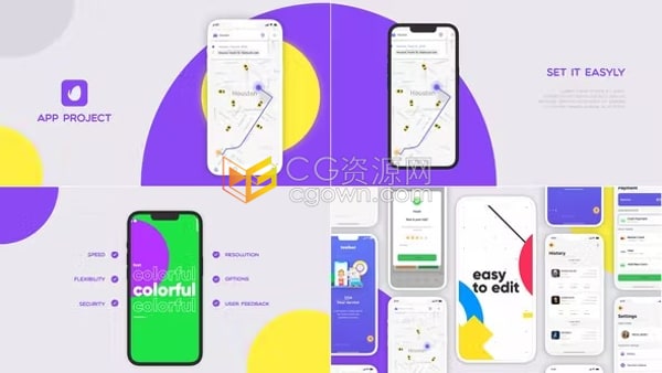 创意应用程序产品推广UX/UI展示移动设备手机APP宣传广告AE视频模板