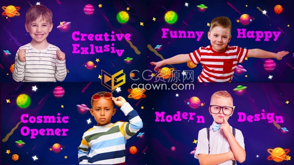 AE模板-少儿俱乐部创意课程介绍儿童频道探索栏目包装片头