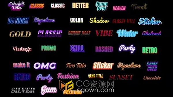 AE文字动画模板-40个干净经典的彩色现代标题