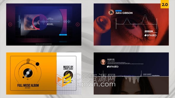AE模板-4种音频可视化器发布新专辑音乐播放封面视频设计