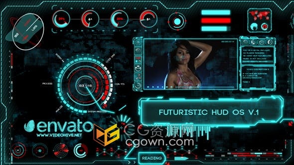 AE模板-未来高科技HUD元素OS界面UI设计动画介绍视频效果