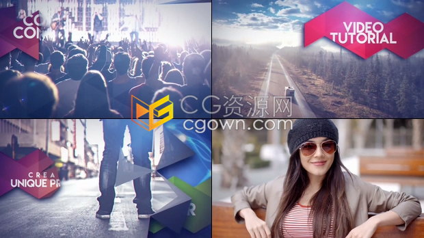 三角形几何图形设计介绍视频字幕条图文动画宣传视频制作-AE模板下载