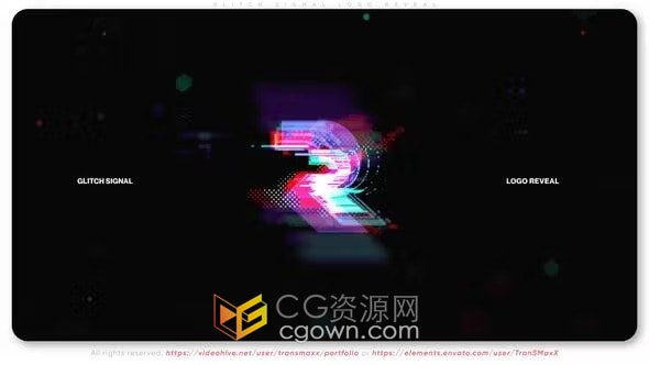 抽搐风格故障信号标志揭晓像素游戏开场白-AE模板