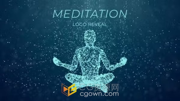 AE模板-粒子汇聚冥想静坐体式瑜伽练习者幻象瑜伽馆标志片头