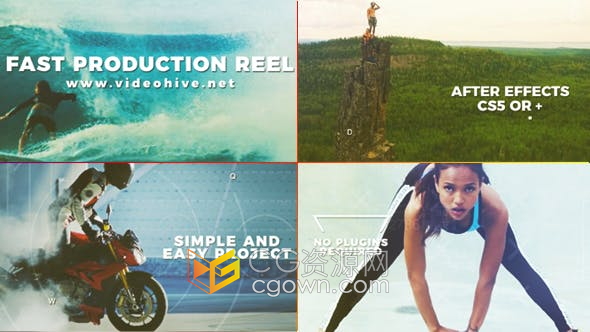 AE模板-体育运动开场视频乡村旅行宣传介绍博客视频动画制作