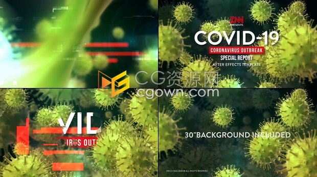 COVID-19新型冠状病毒肺炎报告突发新闻宣传介绍视频片头-AE模板下载