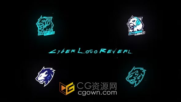 Cyber Logo Reveal像差抽象高科技故障标志动画-AE模板