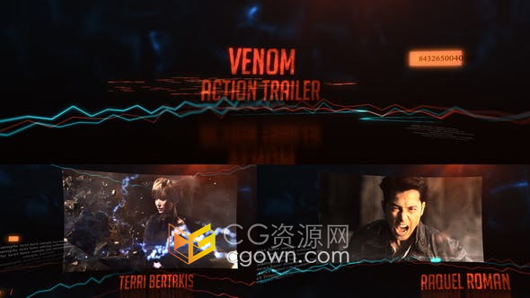 AE模板-军事动作预告片霓虹灯能量闪电宣传电影片头视频