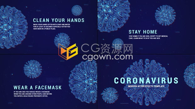 新型冠状病毒介绍视频制作AE模板下载预防肺炎病毒传播幻灯片推广